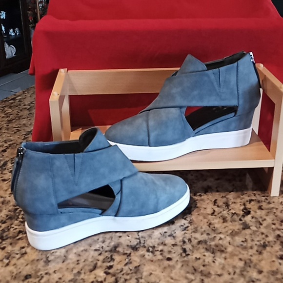 JC Journee Collection Shoes - SEENA JC Journee Collection. No Lace Sneaker With Side Cutouts And Wedge Heel.